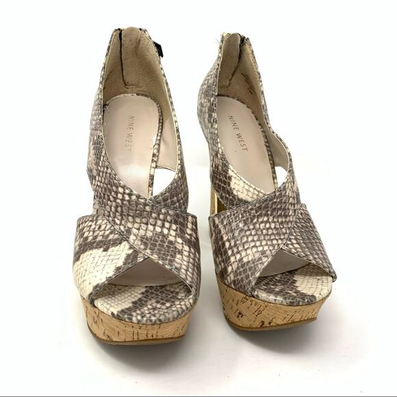 Nine West Stiletto Peep Toe Heels Women’s Size 7.5M Animal Print - Picture 2 of 9